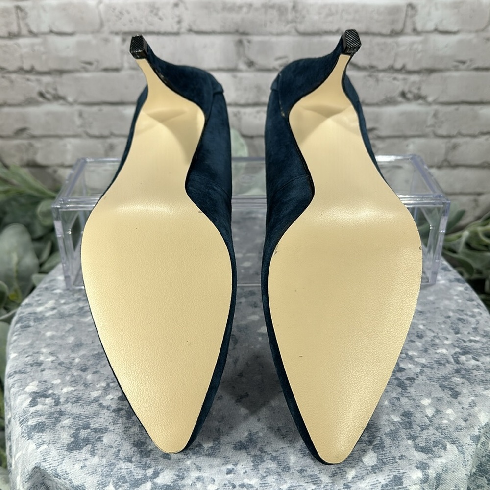Carriage Court Navy Blue Suede Pointed Toe 3” Dress Heels Women’s 7.5B💙NWOT💙 - Picture 8 of 11